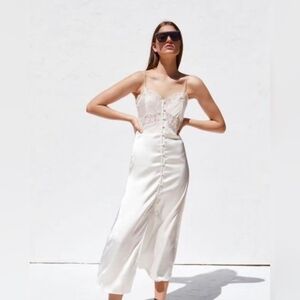Zara Satin Midi Slip Dress Size S Small
